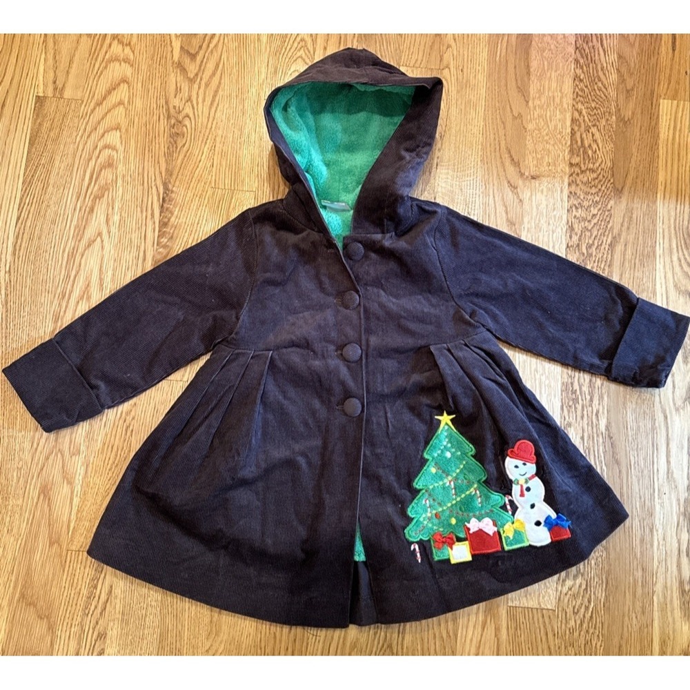 Maria Elena Girls Gray Fleece Hooded Swing Coat Christmas‎ Holiday 2T